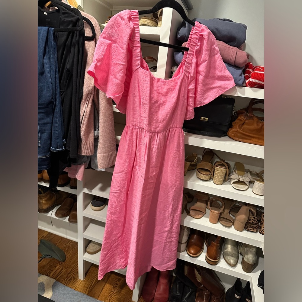 Pink midi length target dress ruffle sleeves